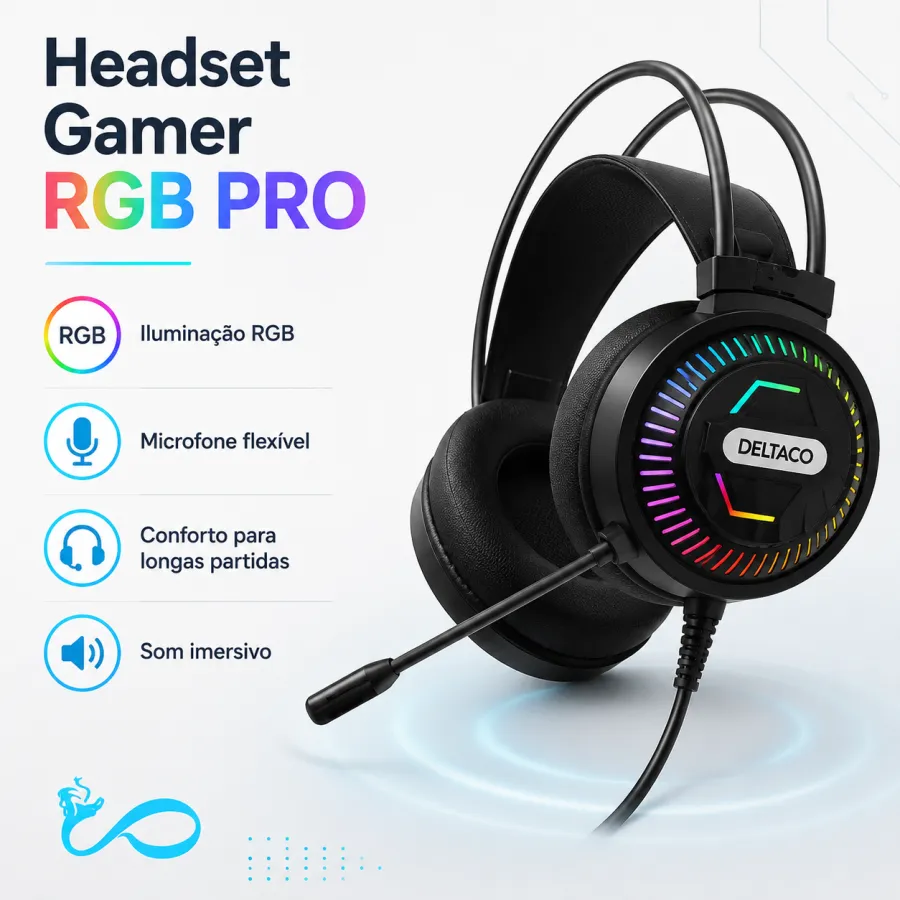 DELTA AMITED RGB PRO 游戏耳机，带RGB灯效，舒适佩戴，适用于PC