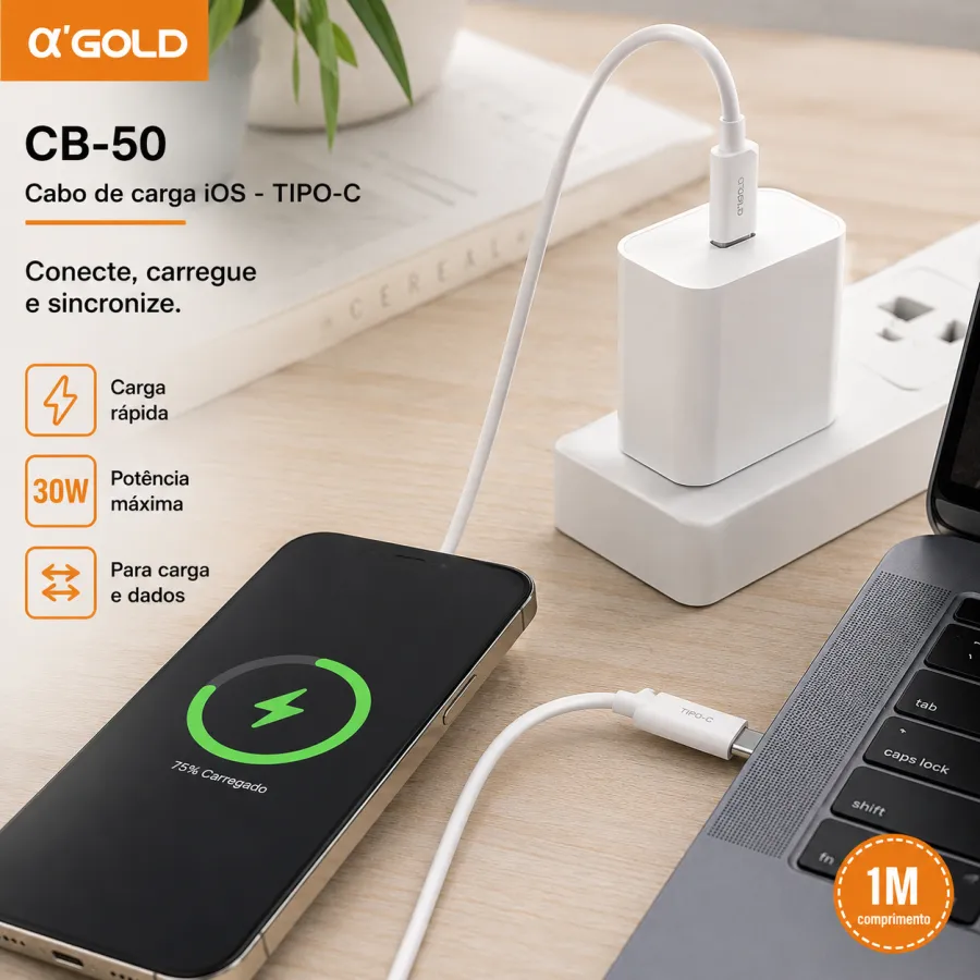 α-GOLD PRO 30W Type-C转Lightning数据线 1米 CB-50