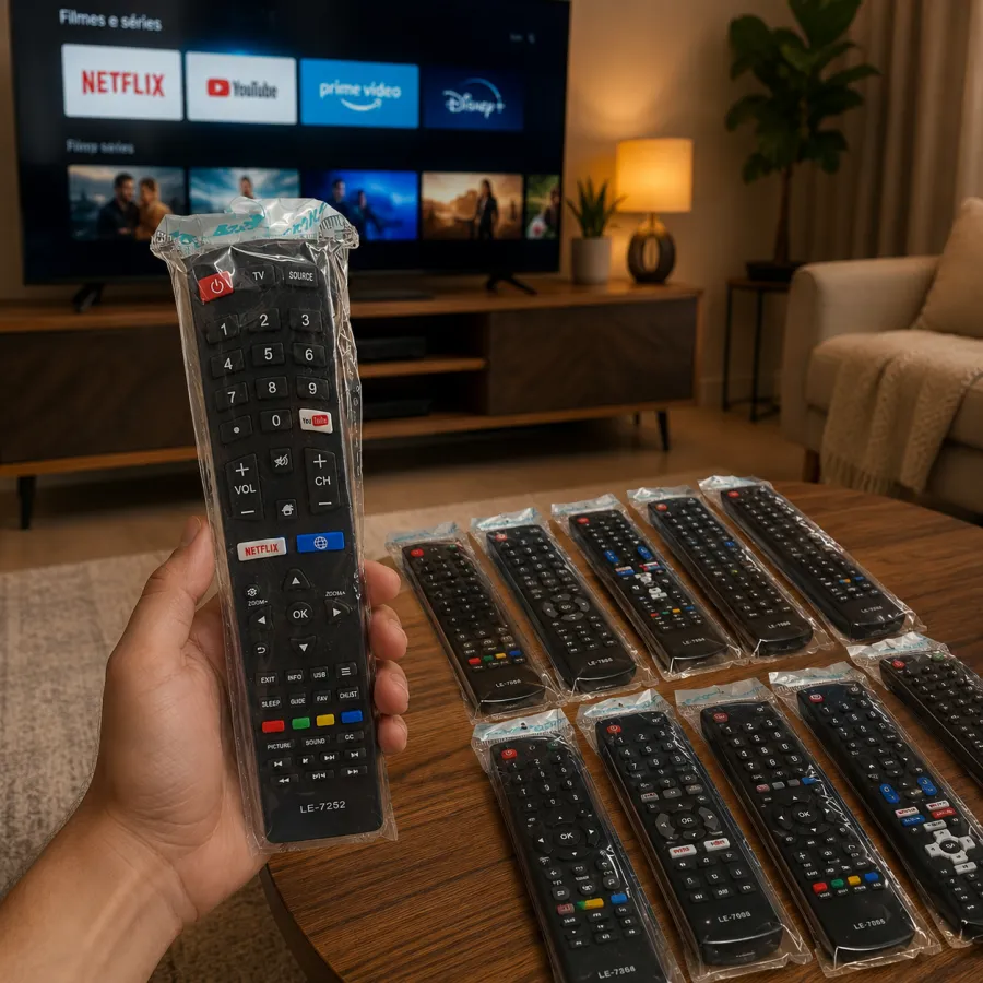 LE-7522电视遥控器，带Netflix快捷键，黑色，适用于多种品牌