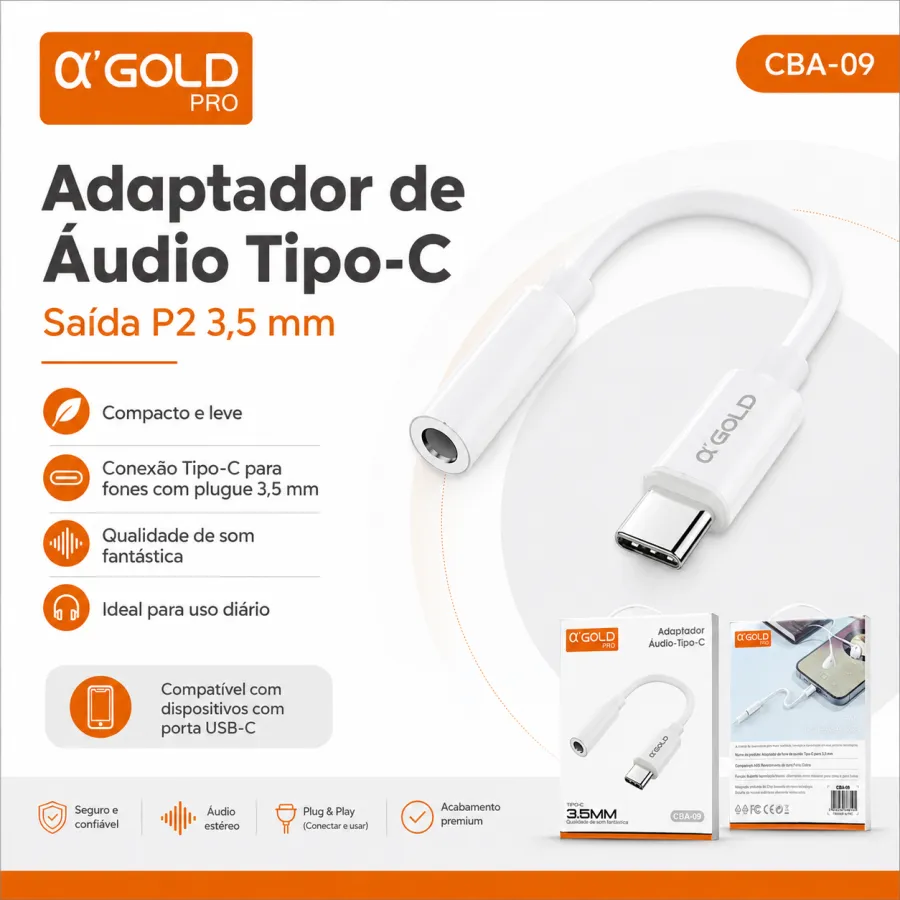 αGOLD Pro Type-C转3.5mm音频适配器，便携设计，兼容性强