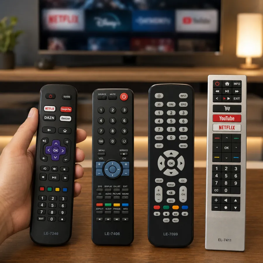 遥控器 ，适用于智能电视，支持Netflix、DAZN、Deezer，黑色