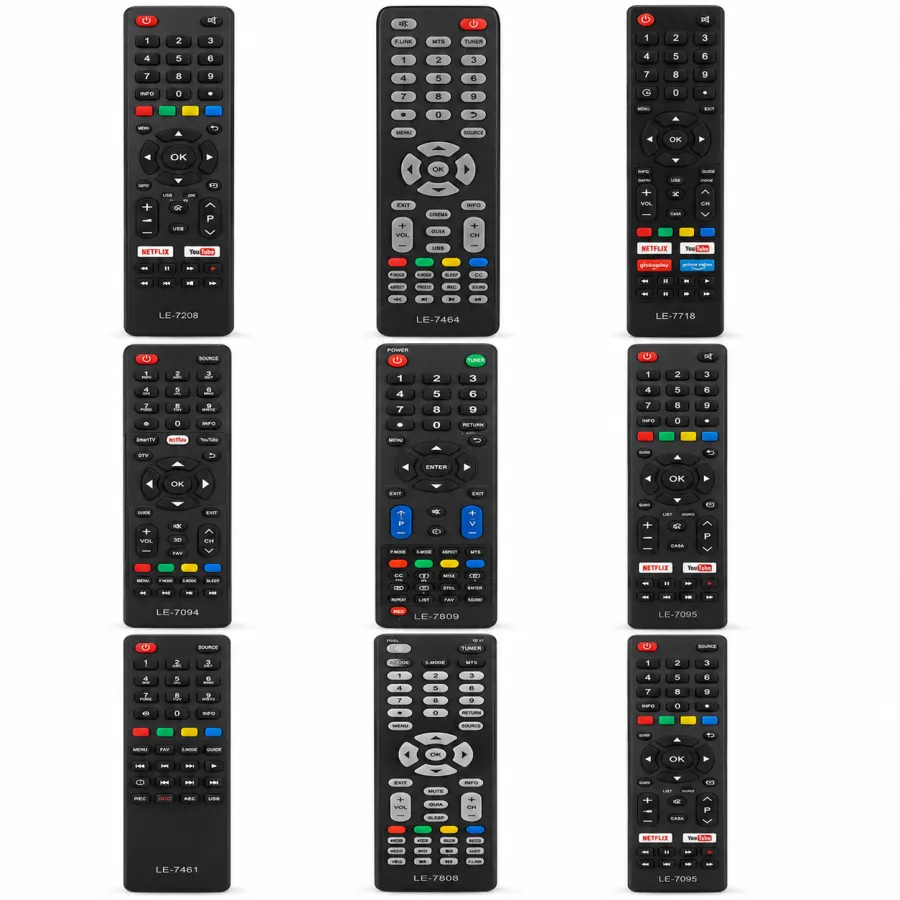 通用遥控器，适用于多种电视品牌，带Netflix快捷键，黑色