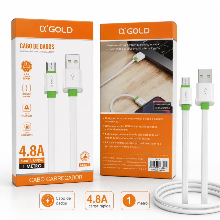 αGOLD USB数据线，快速充电，适用于多种设备，耐用设计