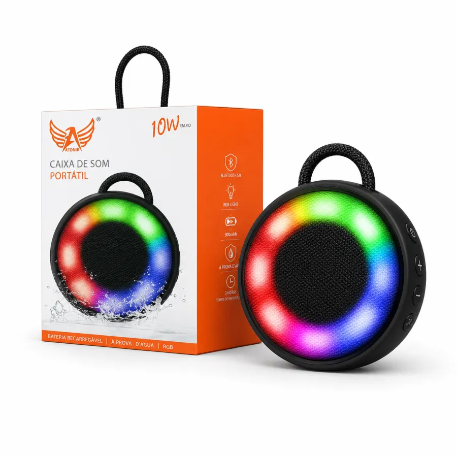 AL-8098蓝牙音箱，防水设计，5W功率，800mAh电池，RGB灯光，支持TF/USB/FM/TWS