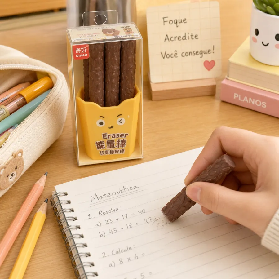 可爱巧克力棒橡皮擦 6支装 学生文具 适合儿童