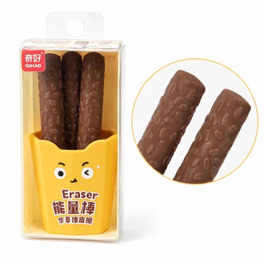 可爱巧克力棒橡皮擦 6支装 学生文具 适合儿童