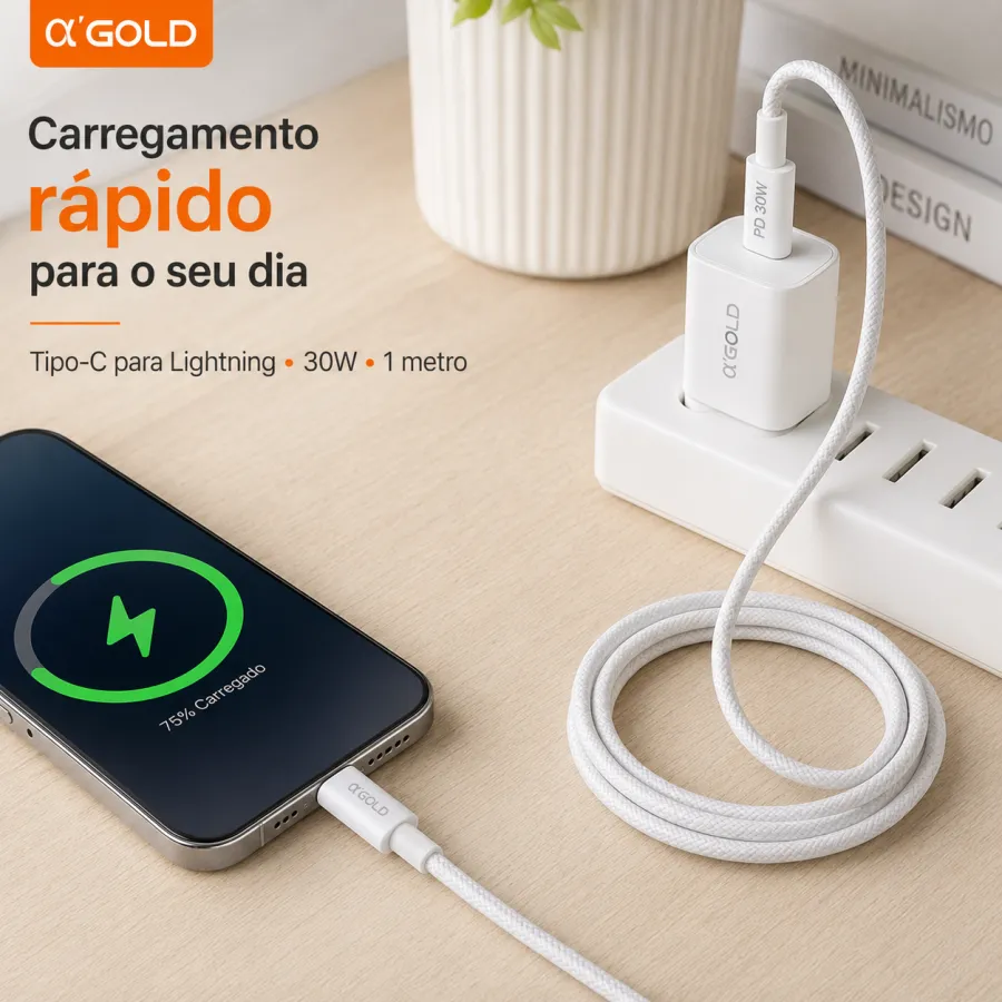 α GOLD PRO 30W PD快充数据线，Type-C转Lightning，适用于iPhone 14 Pro Max