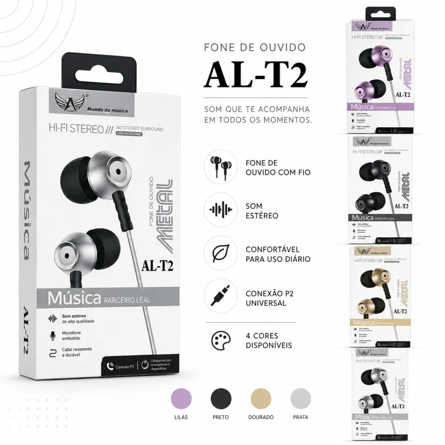 Hi-Fi立体声耳机，AL-T2，四种颜色可选，适用于音乐和通话