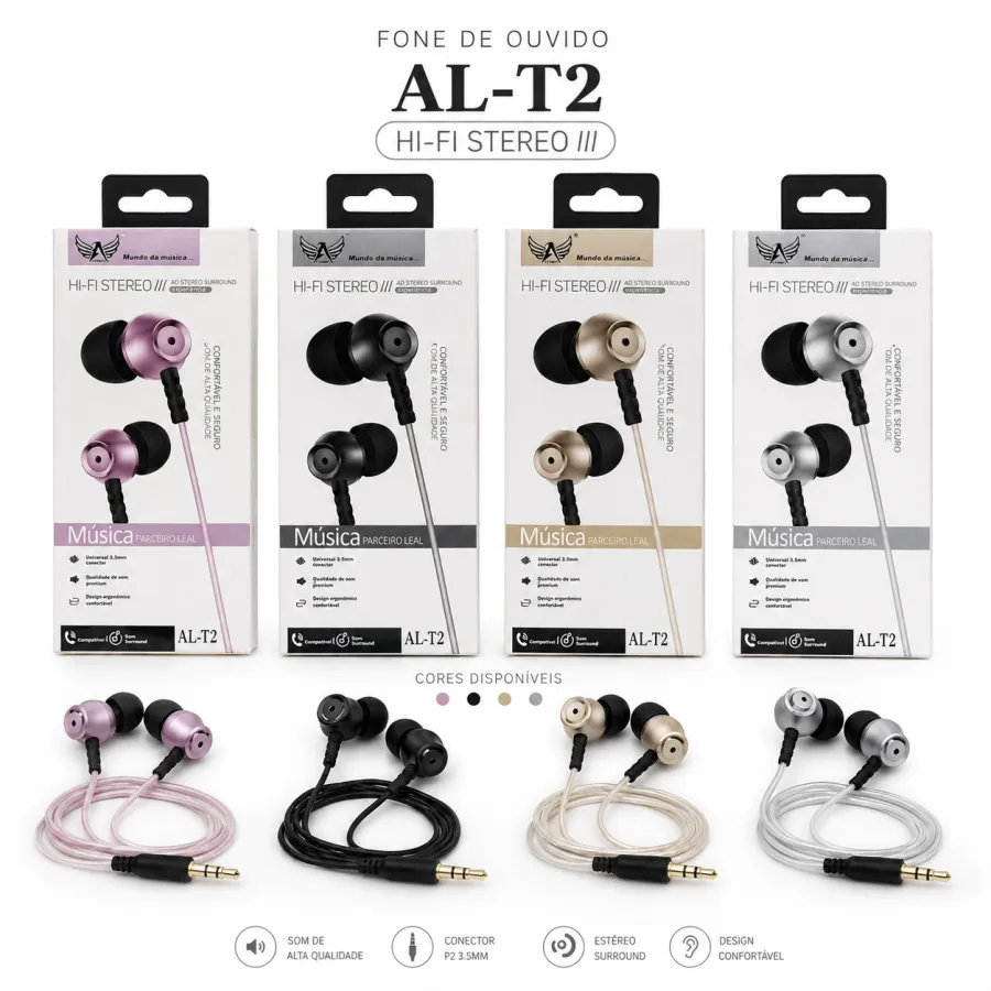 Hi-Fi立体声耳机，AL-T2，四种颜色可选，适用于音乐和通话