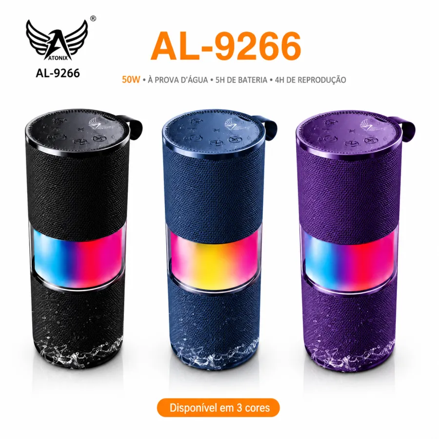 AL-9266 50W防水蓝牙音响，5.3寸，支持BT/TF/USB/FM/7WS，续航4小时