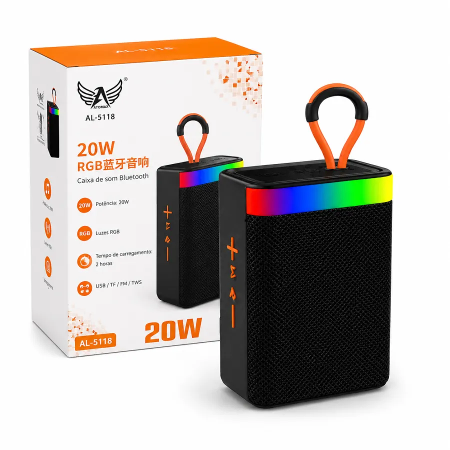 AL-5118 20W RGB蓝牙音响，600mAh电池，支持USB/TF/FM/TWS，三小时续航