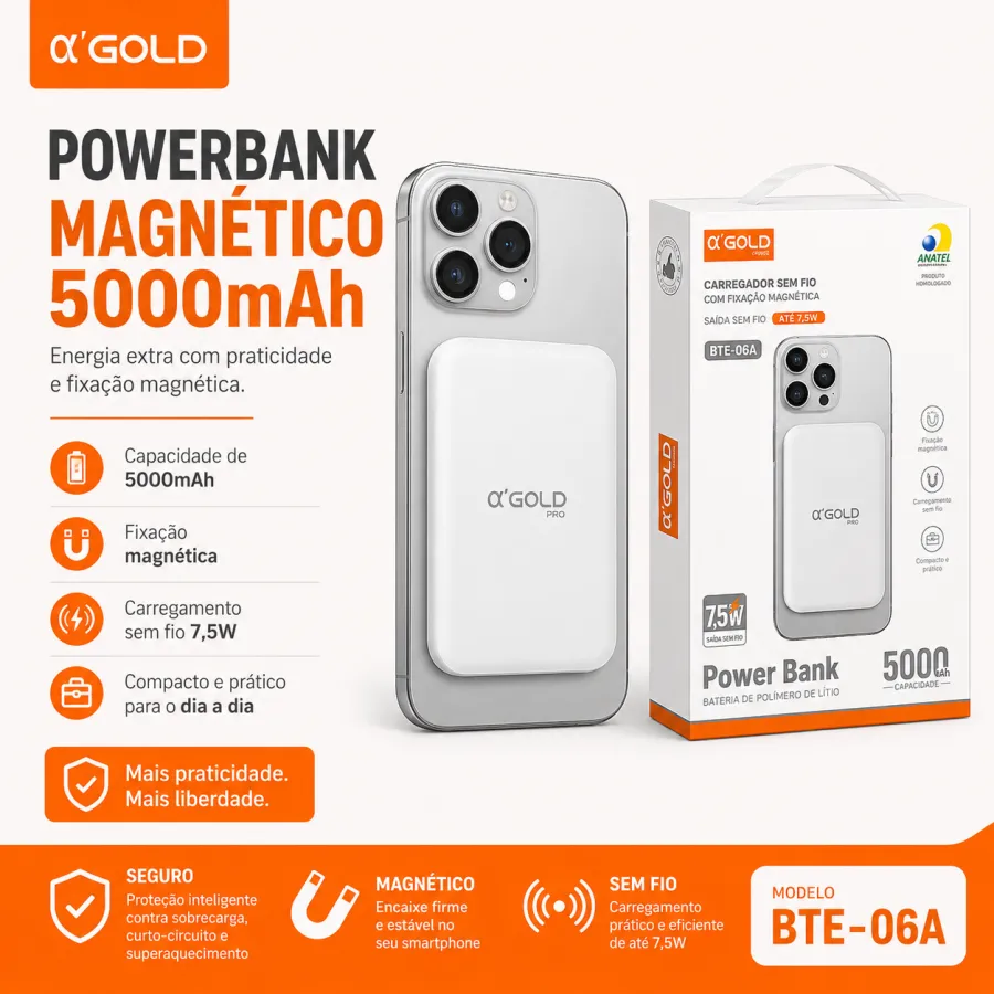 α‘GOLD BTE-06A 磁吸移动电源 5000mAh 7.5W