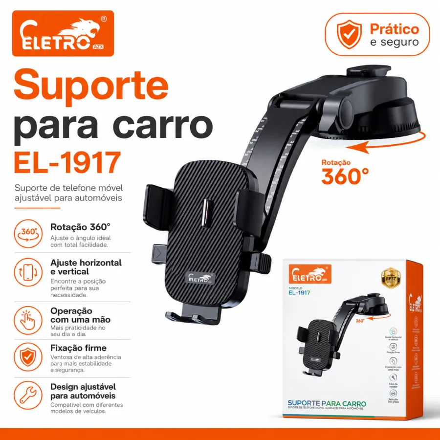 ELETRO EL-1917 360度汽车手机支架，适用于各种车型，稳固耐用
