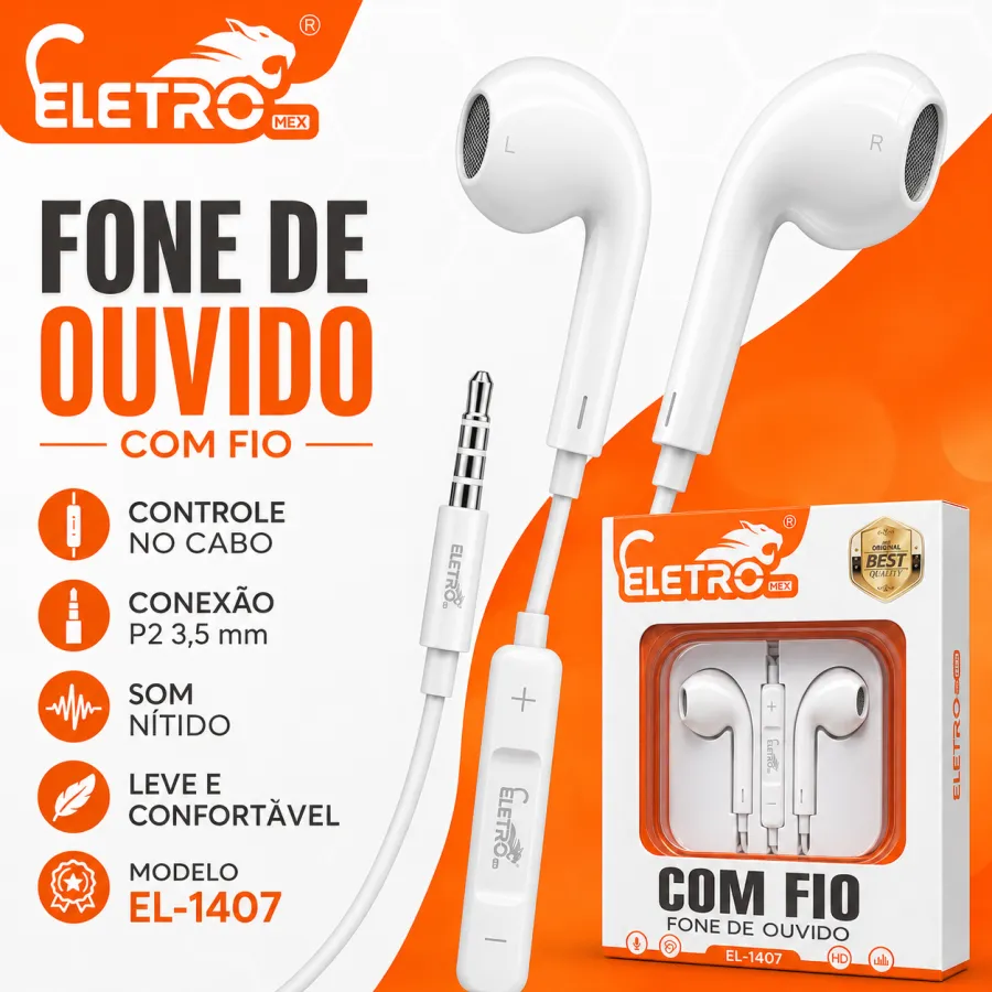 ELETRO耳机 EL-1407 有线耳机，高清音质，适用于手机