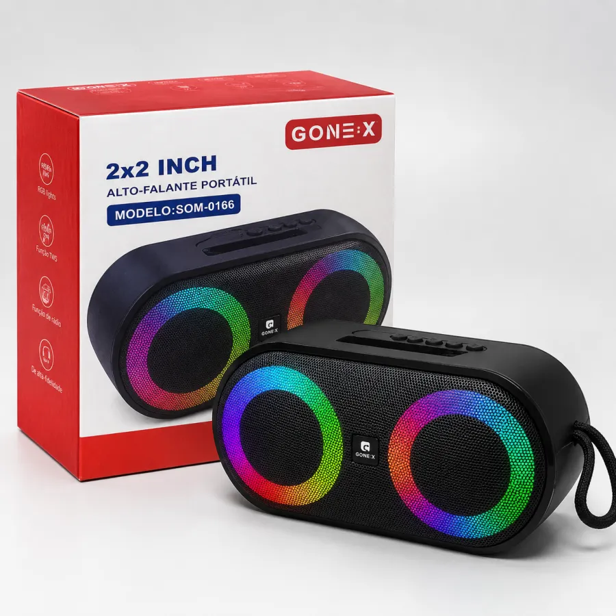 CONEX 2x2英寸便携式音响 SOM-0166，带彩色灯光，适合户外使用