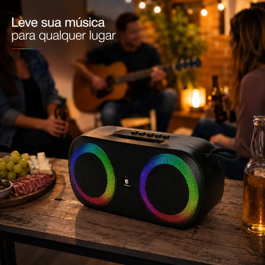 CONEX 2x2英寸便携式音响 SOM-0166，带彩色灯光，适合户外使用
