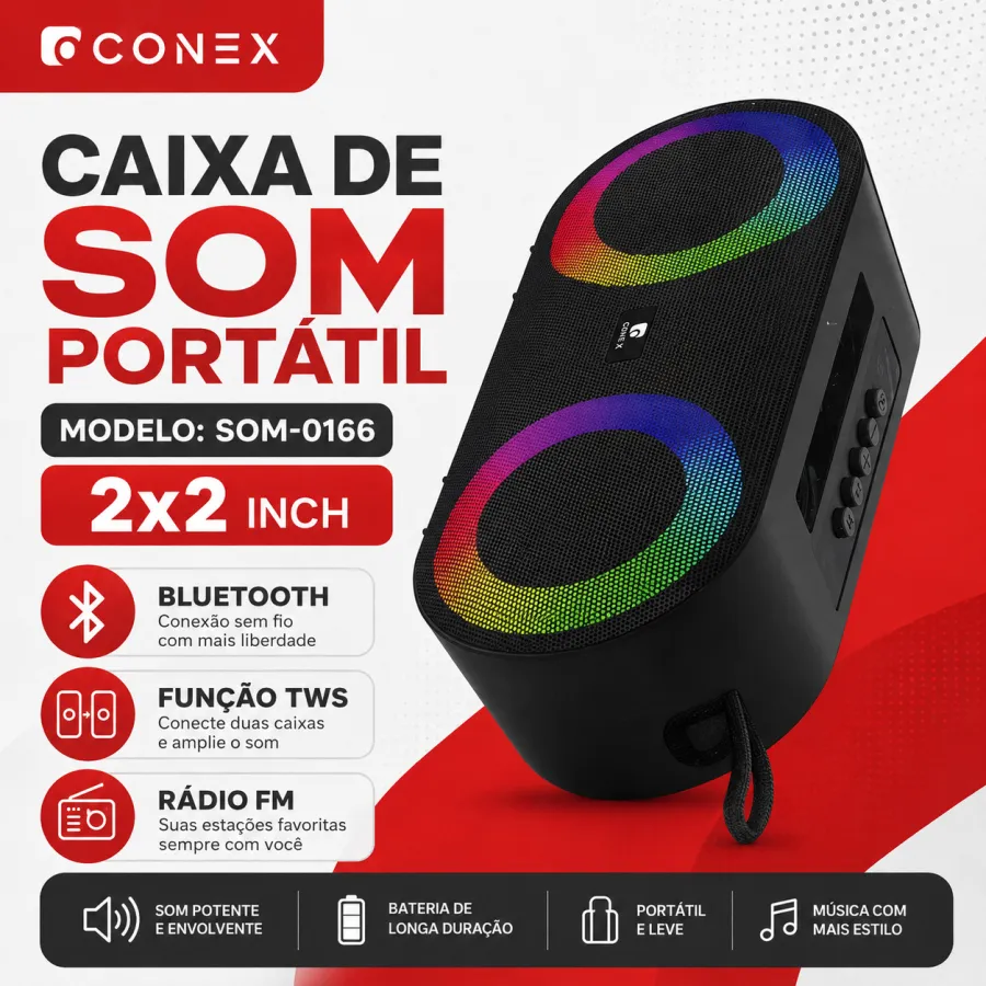 CONEX 2x2英寸便携式音响 SOM-0166，带彩色灯光，适合户外使用