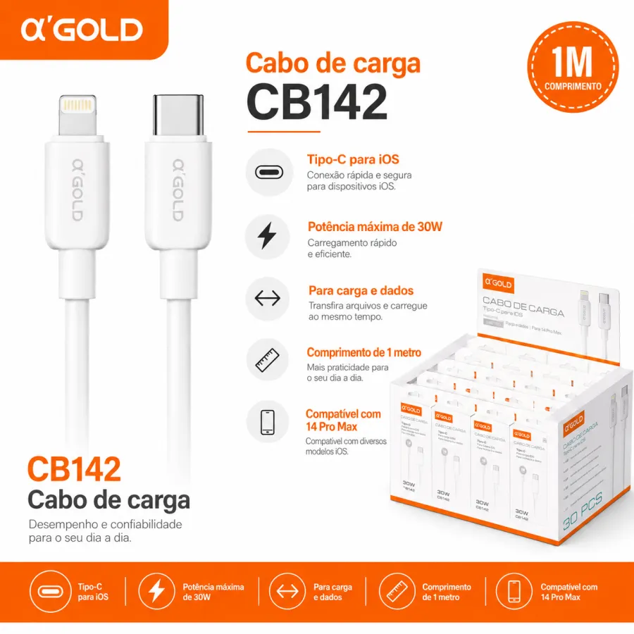 α GOLD Plus 1米30W Tipo-C转Lightning数据线