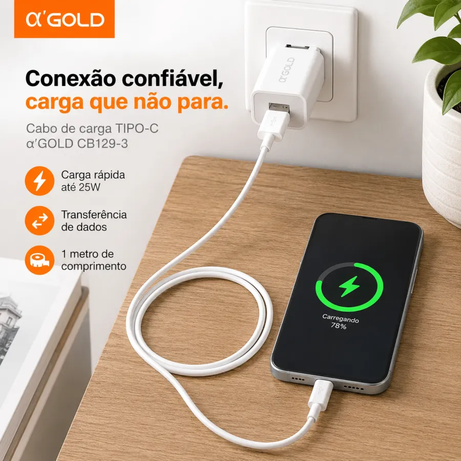 Cb-129-3 α GOLD PLUS 25W 1米快速充电数据线 USB-C