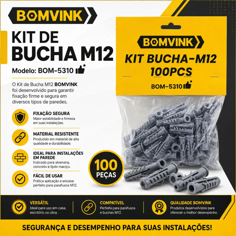 BOMVINK M12 塑料膨胀螺丝套件 100个装