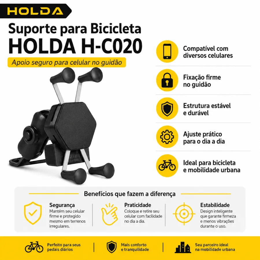 HOLDA H-C020 自行车手机支架，适用于各种手机，稳固耐用