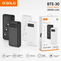 αGOLD BTE-30 20000mAh移动电源，支持TYPE-C、V8和Lighting接口，黑白双色可选