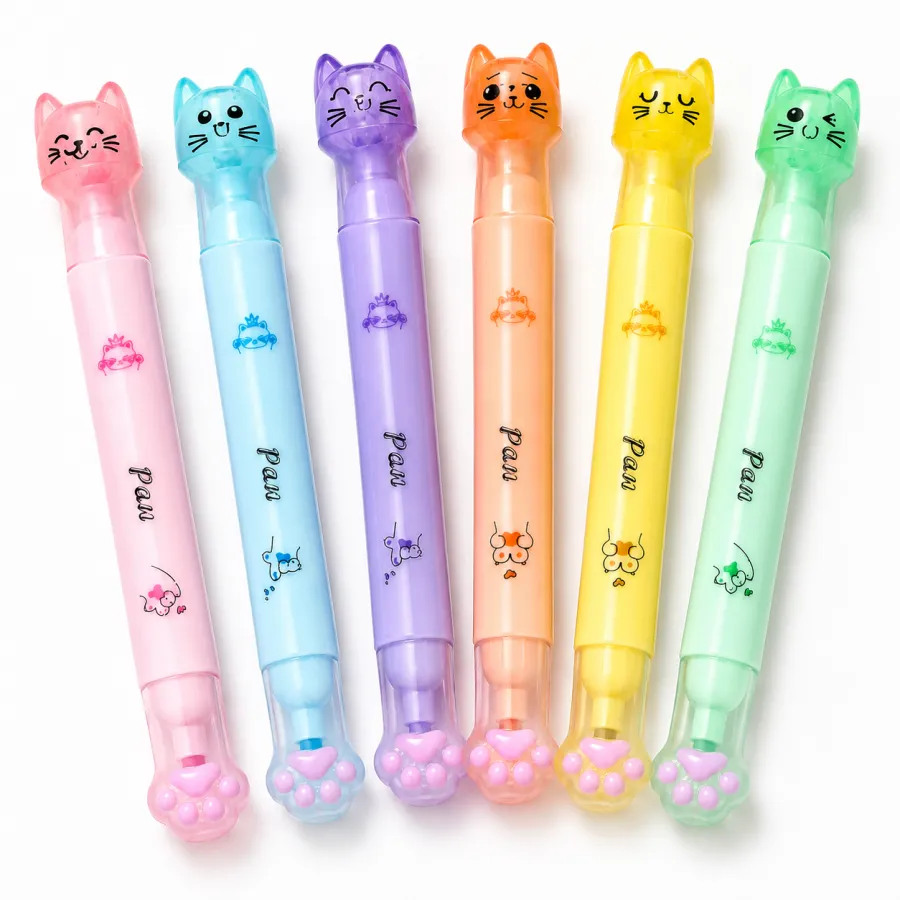 晨家源双头荧光笔套装，猫咪造型，7色，适合涂鸦和标记
