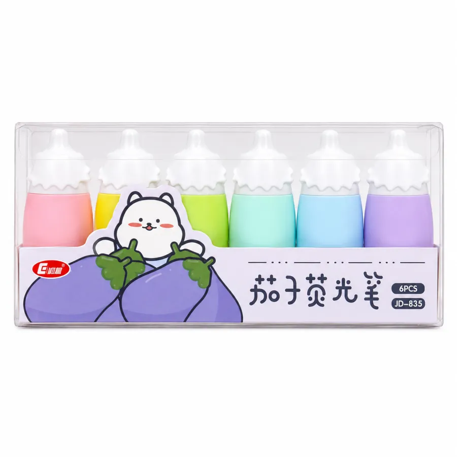 可爱水果造型荧光笔 6支装，适合儿童绘画，颜色鲜艳