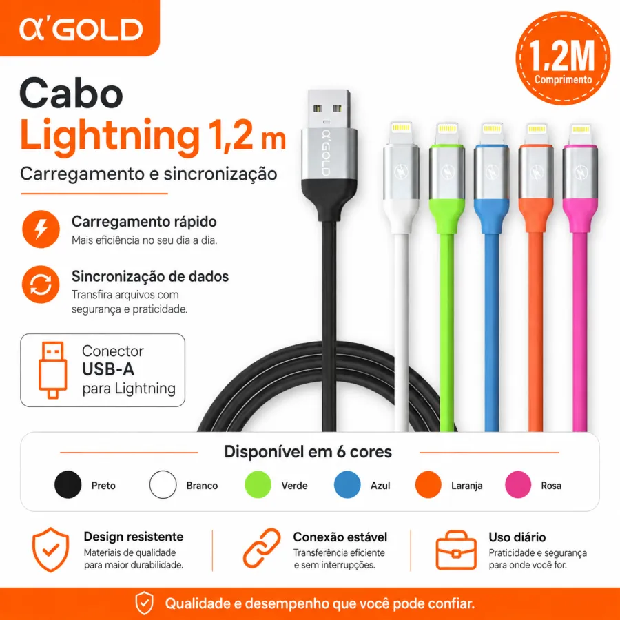 IOS α GOLD USB数据线 1.2米 多色可选 适用于手机充电