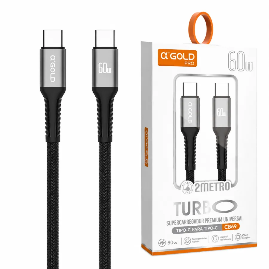 CB69 α'GOLD 60W TIPO-C充电线 2米 黑色
