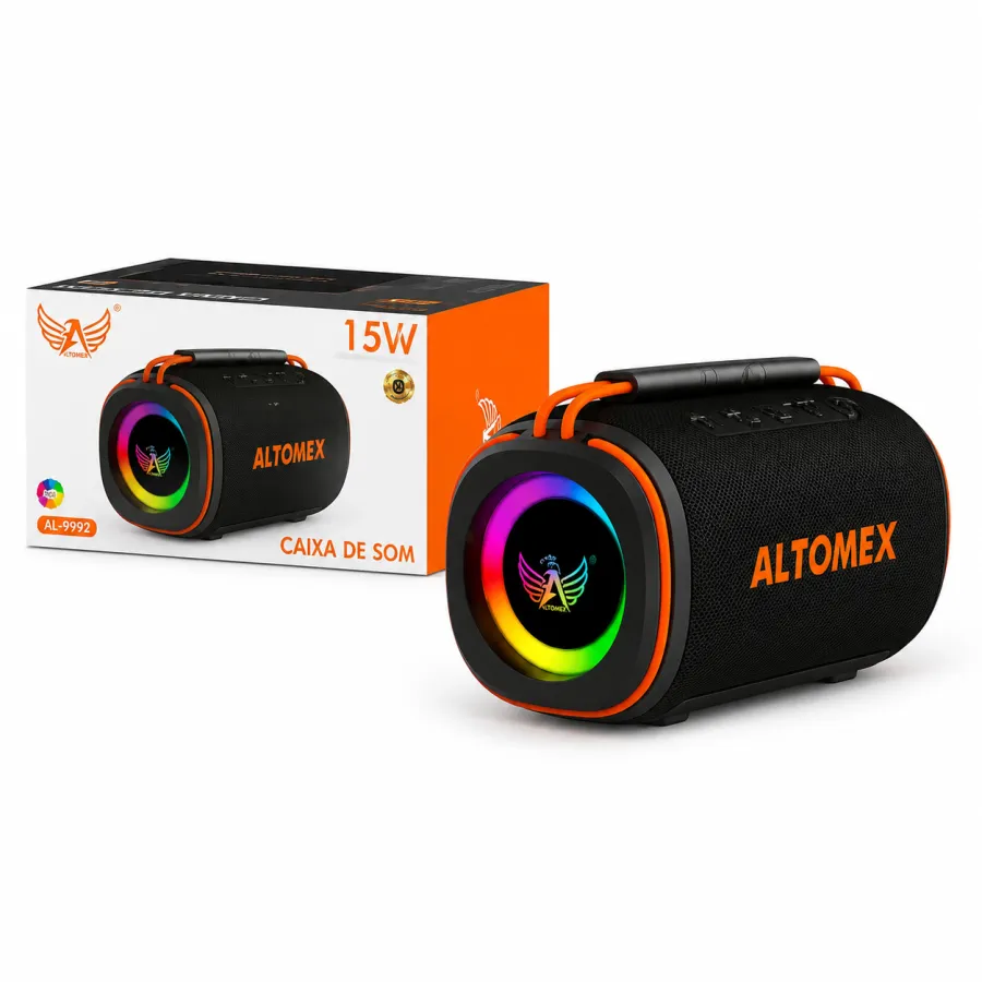 Al-9992 ALTOMAX 15W RGB防水蓝牙音响，1500mAh，支持TF/USB/AUX/FM/TWS