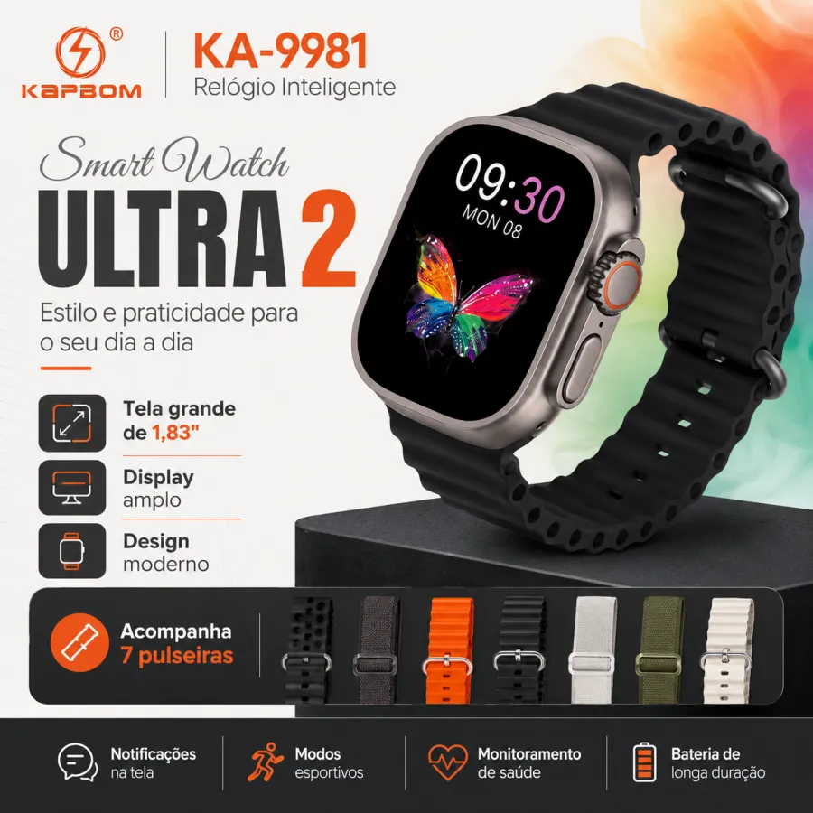 KAPBOM Ultra2 智能手表 1.83 英寸大屏 7 种表带