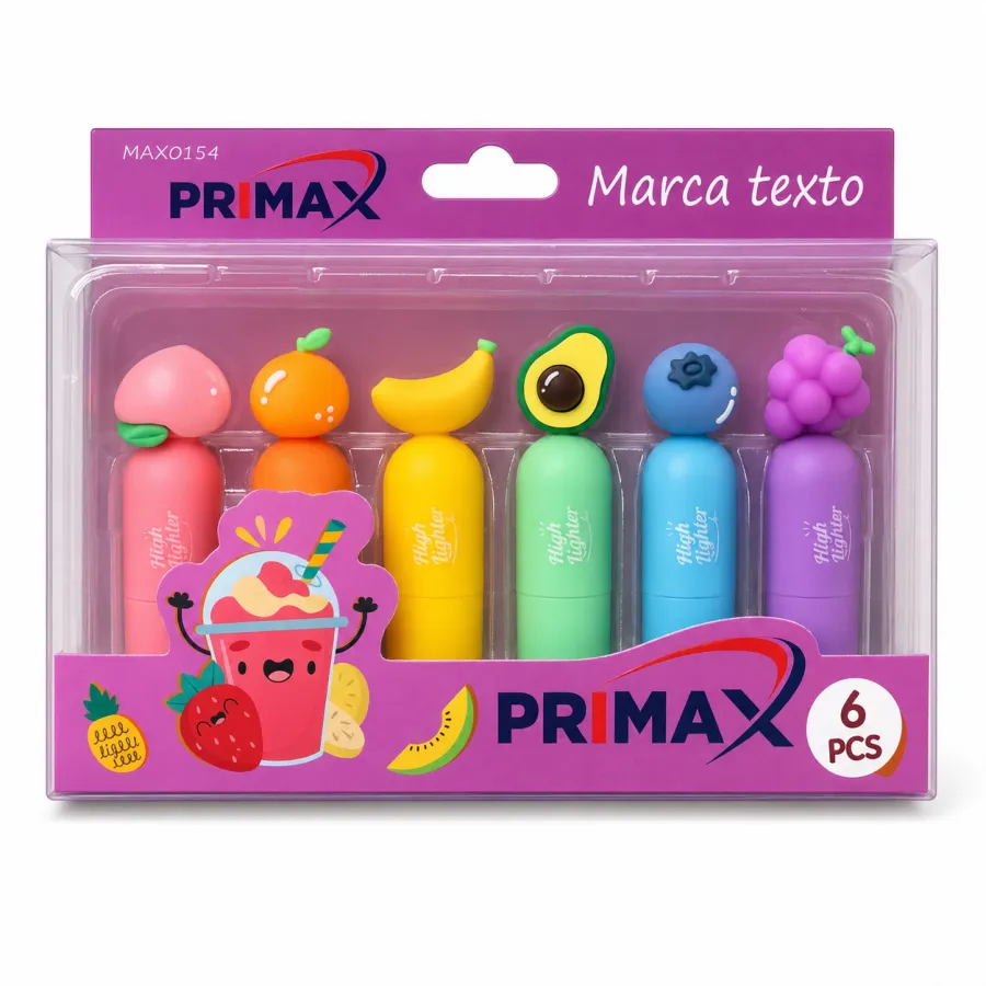 PRIMAX水果造型记号笔6支装，色彩鲜艳，适合学生和办公使用