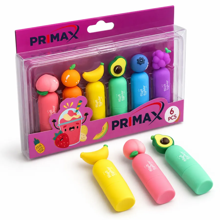 PRIMAX水果造型记号笔6支装，色彩鲜艳，适合学生和办公使用