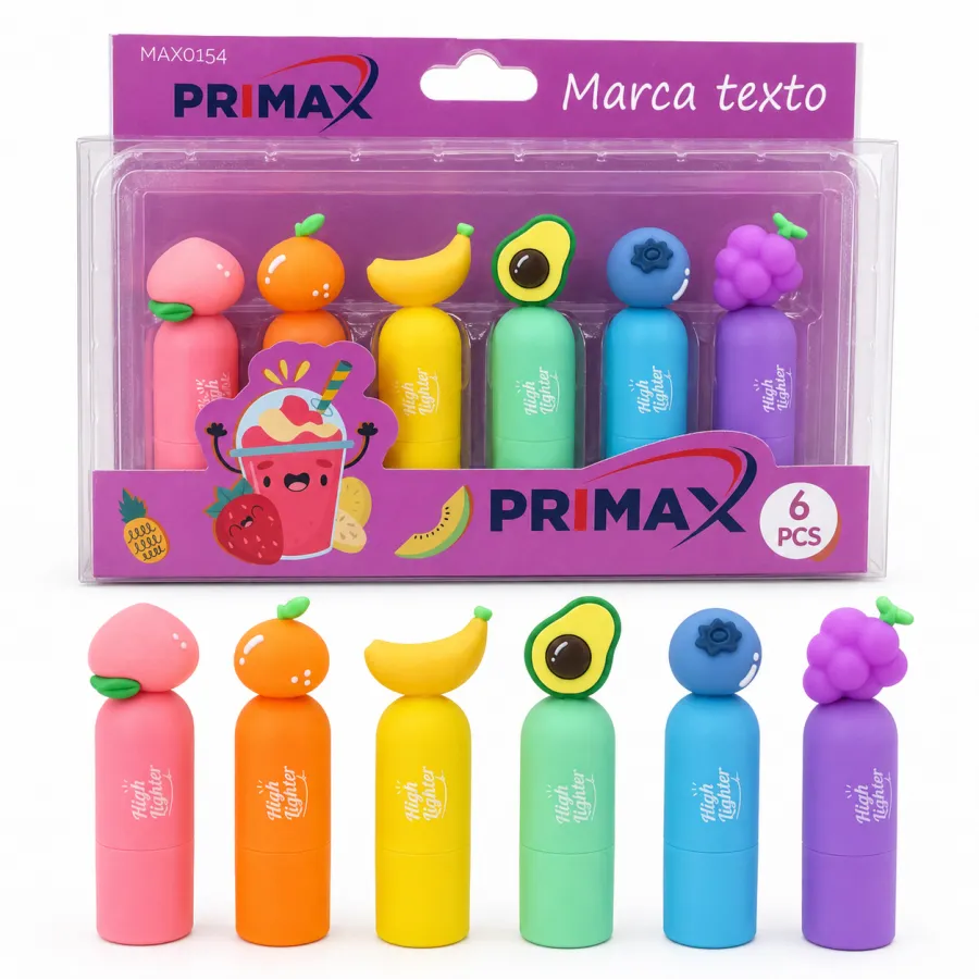 PRIMAX水果造型记号笔6支装，色彩鲜艳，适合学生和办公使用