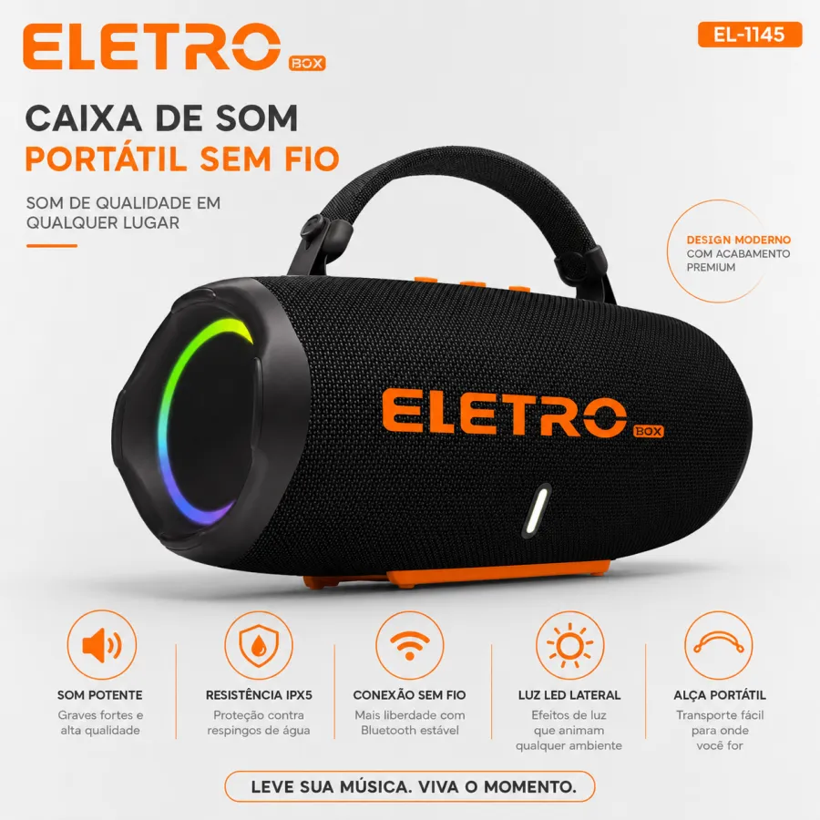 ELETRO EL-1145 蓝牙音箱，IPX5防水，便携式，50W大功率