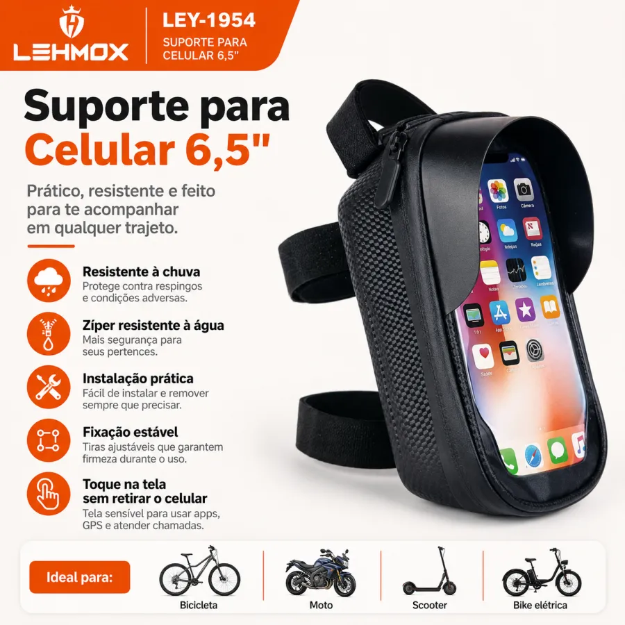 LEHMOX 手机支架包，防水防风，适用于摩托车、自行车、电动滑板车，型号LEY-1954