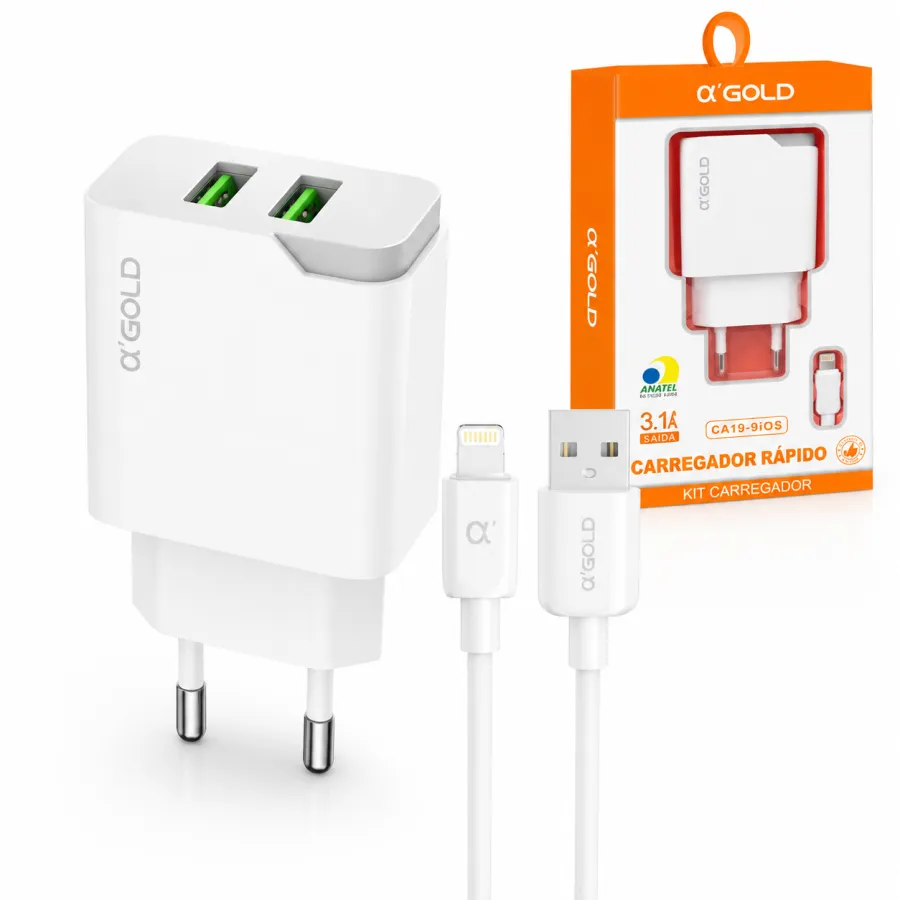 α'GOLD 3.1A双USB快速充电器，适用于CA19-9/iOS，便携式设计