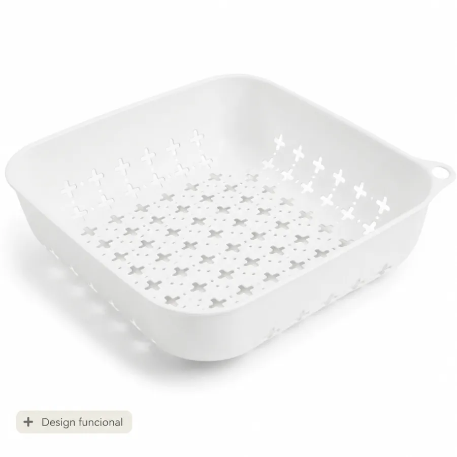 通用食品沥水篮，白色，尺寸：34x26x4cm，适用于厨房
