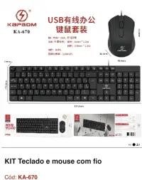 无线键盘鼠标套装，品牌：KA-670，2400 DPI，黑色，适用于电脑