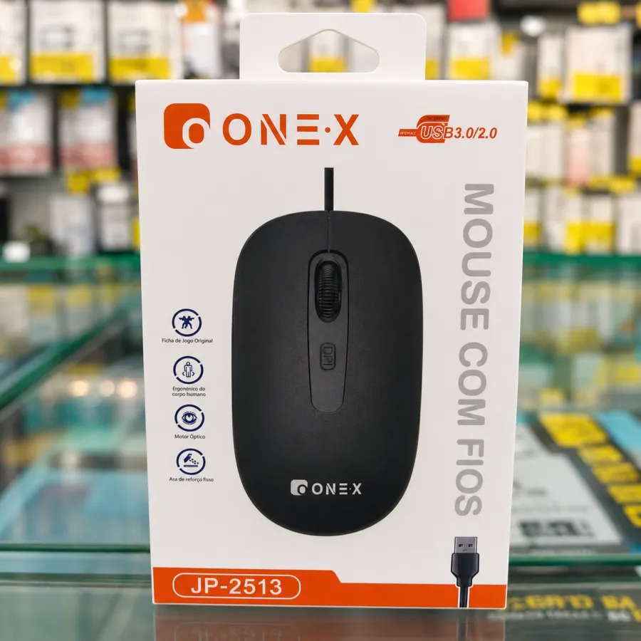 ONEX JP-2513 USB有线鼠标，黑色，舒适握持，适用于办公和游戏