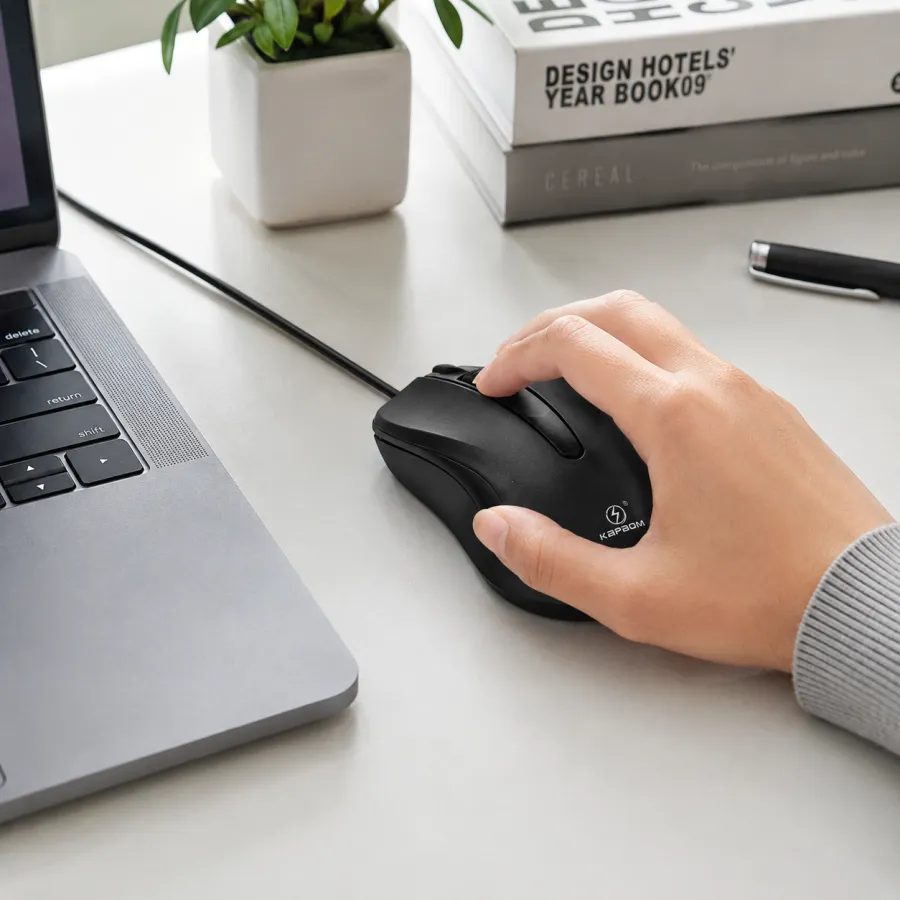 KAPBOM KA-647 USB有线鼠标，黑色，适用于游戏和办公，优质设计