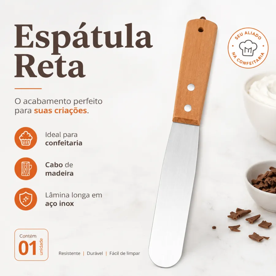 Espátula厨房工具，木柄，耐高温，适合翻炒，烘焙，通用其他