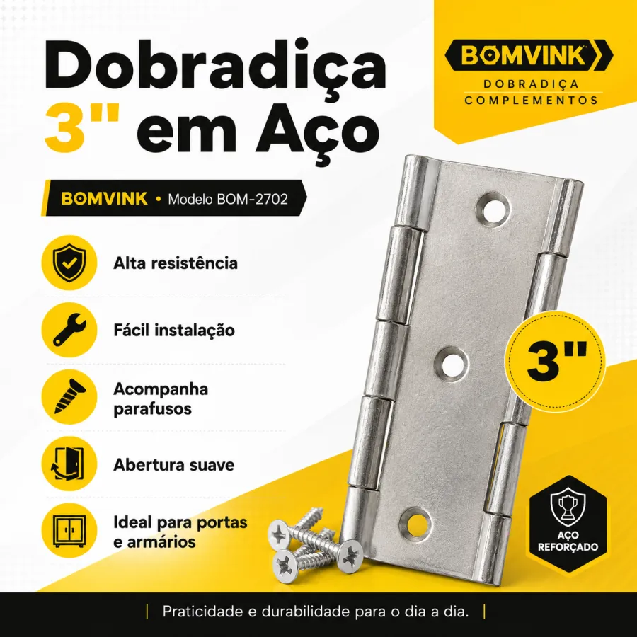 BOMWINK 3英寸合页，金属材质，适用于家具和门，包含螺丝