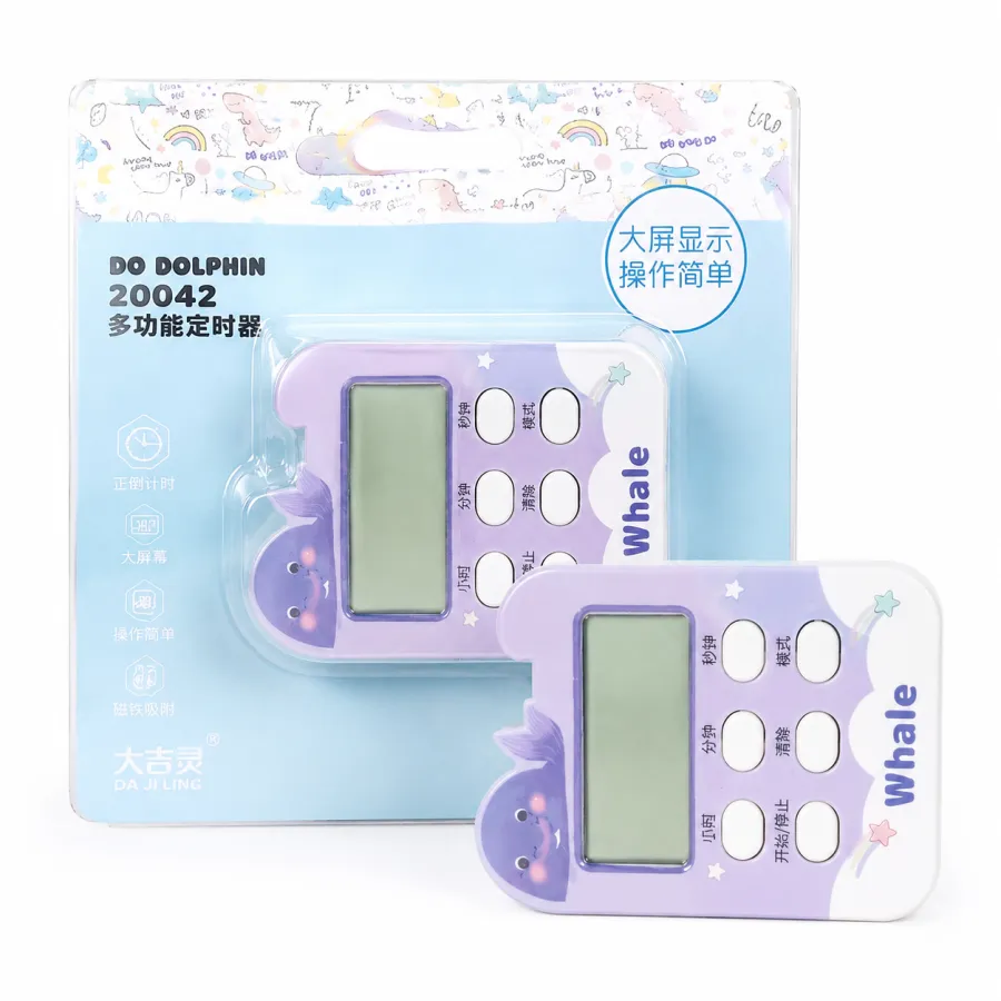 鲸鱼电子计时器，便携式厨房计时器，带LCD显示屏，适合烘焙和烹饪