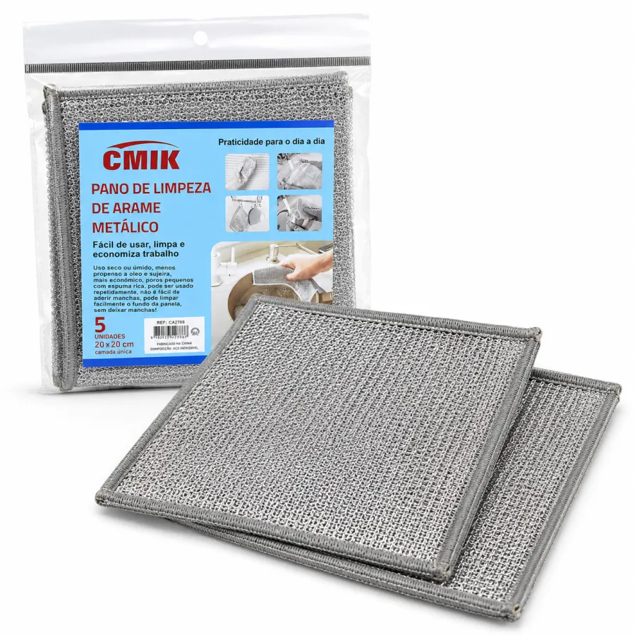 CMIK金属丝清洁布，20x20cm，易于使用，清洁省力