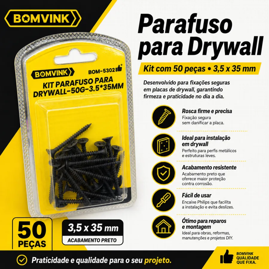 BOMVINK 干墙螺丝套件 50粒 3.5x35mm