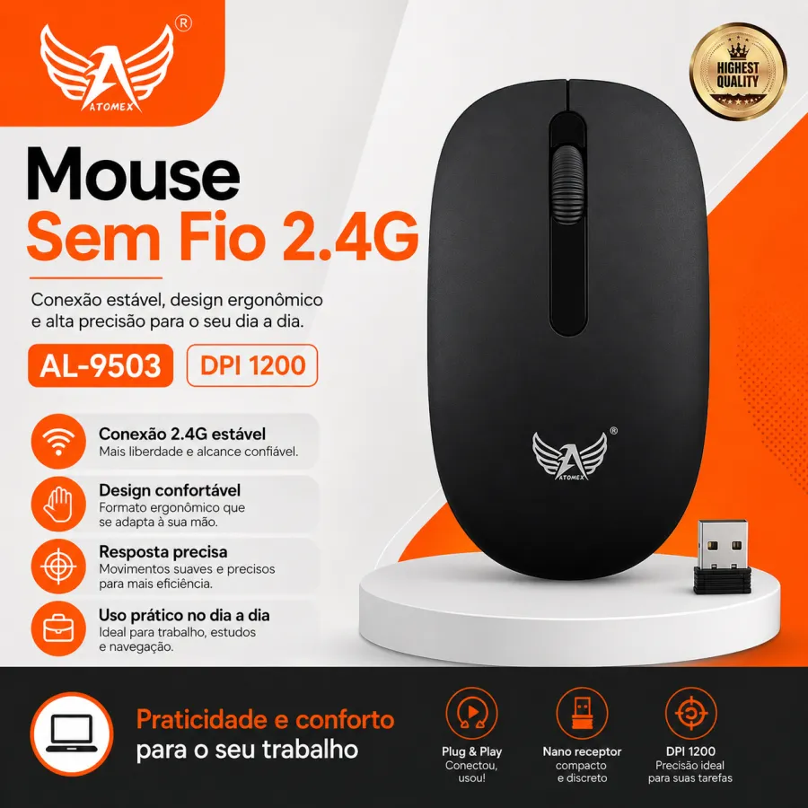 Ltomex AL-9503 无线鼠标 2.4G 黑色 DPI 1200