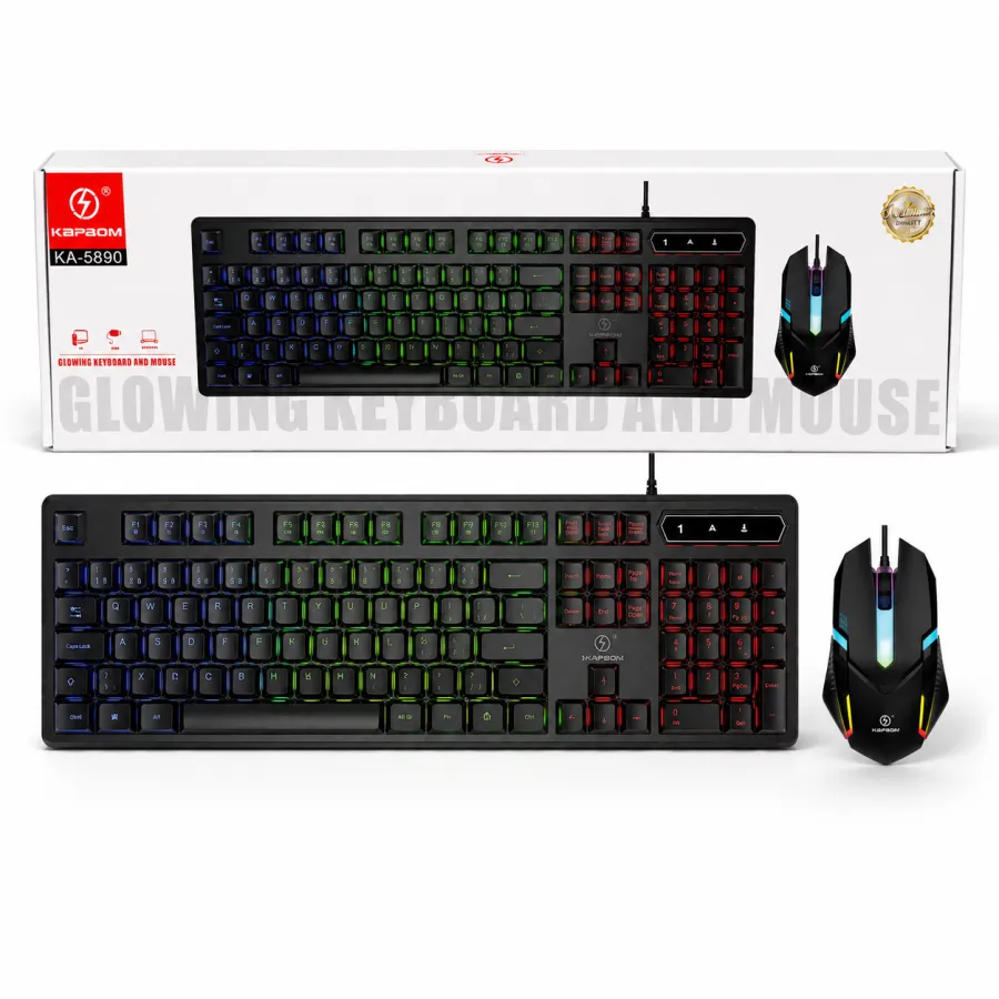 炫彩键盘鼠标套装，品牌：K-5890，RGB背光，适用于游戏