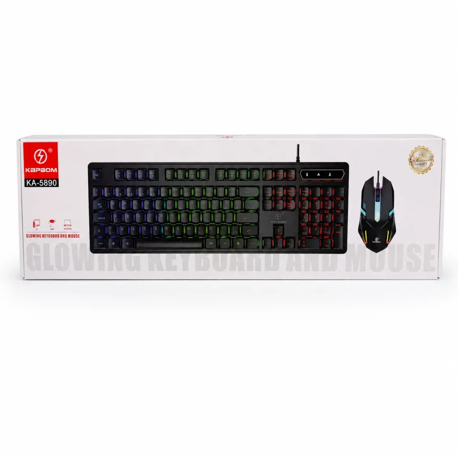炫彩键盘鼠标套装，品牌：K-5890，RGB背光，适用于游戏